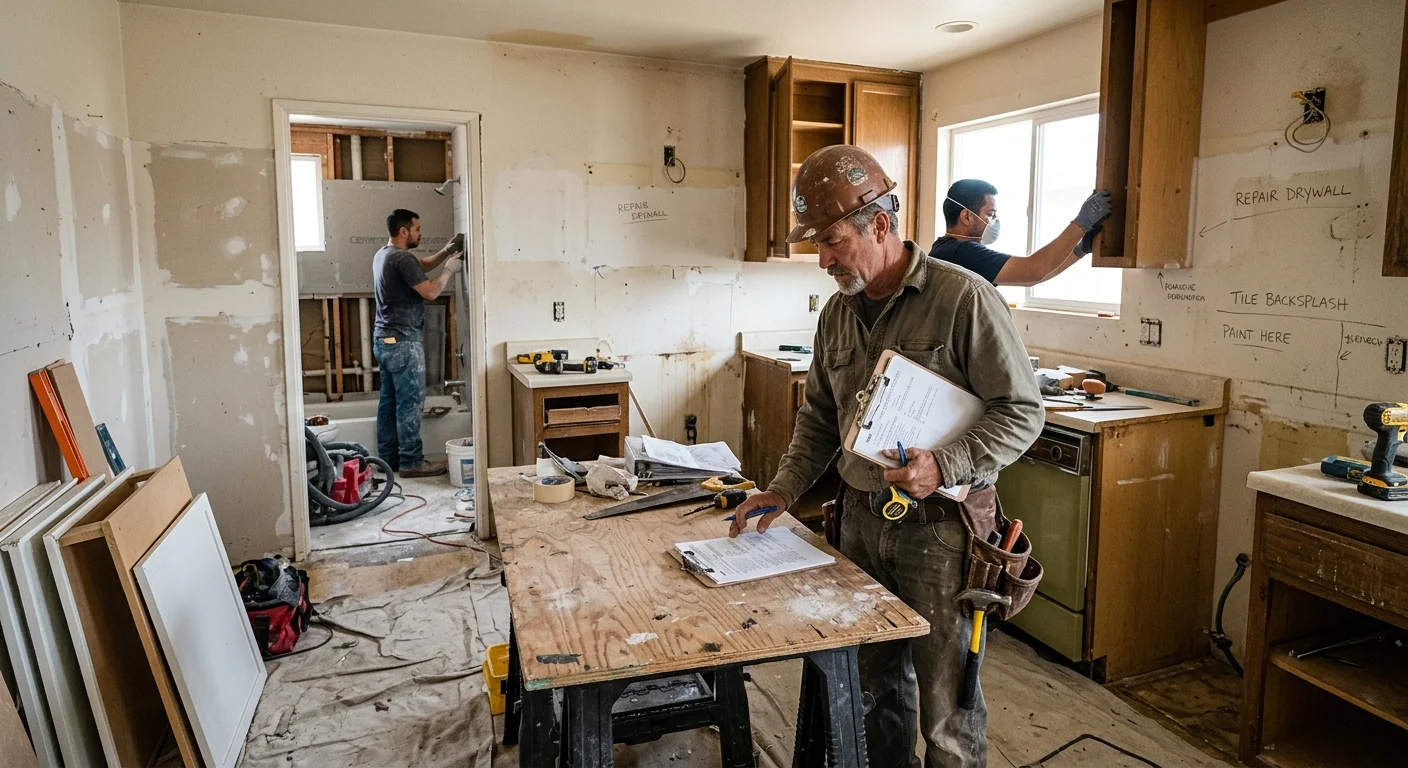 Kitchen and bath rehab underway in an older El Cajon tract home
