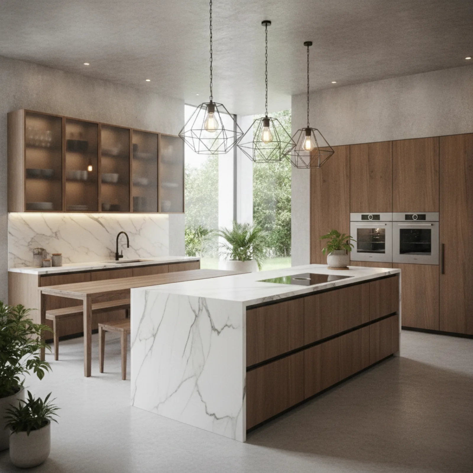 Renovated kitchen with white shaker cabinets and quartz countertops in a San Diego home